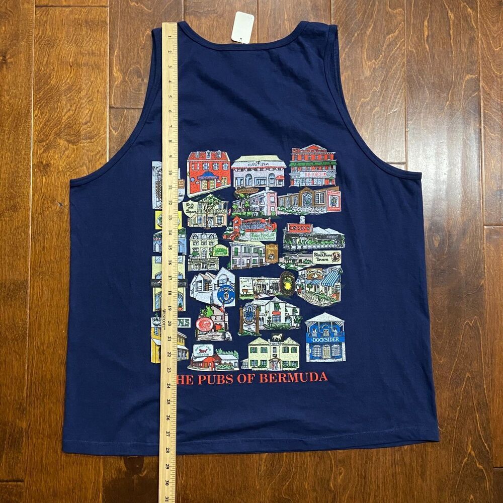 Fruit Of The Loom Vintage Pubs Of Bermuda Navy Tank Top Men's NWT Size XL - Picture 8 of 8